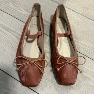 Oasis Society The SoHo ballet flats pink velvet 6.5 bow vegan leather brand new